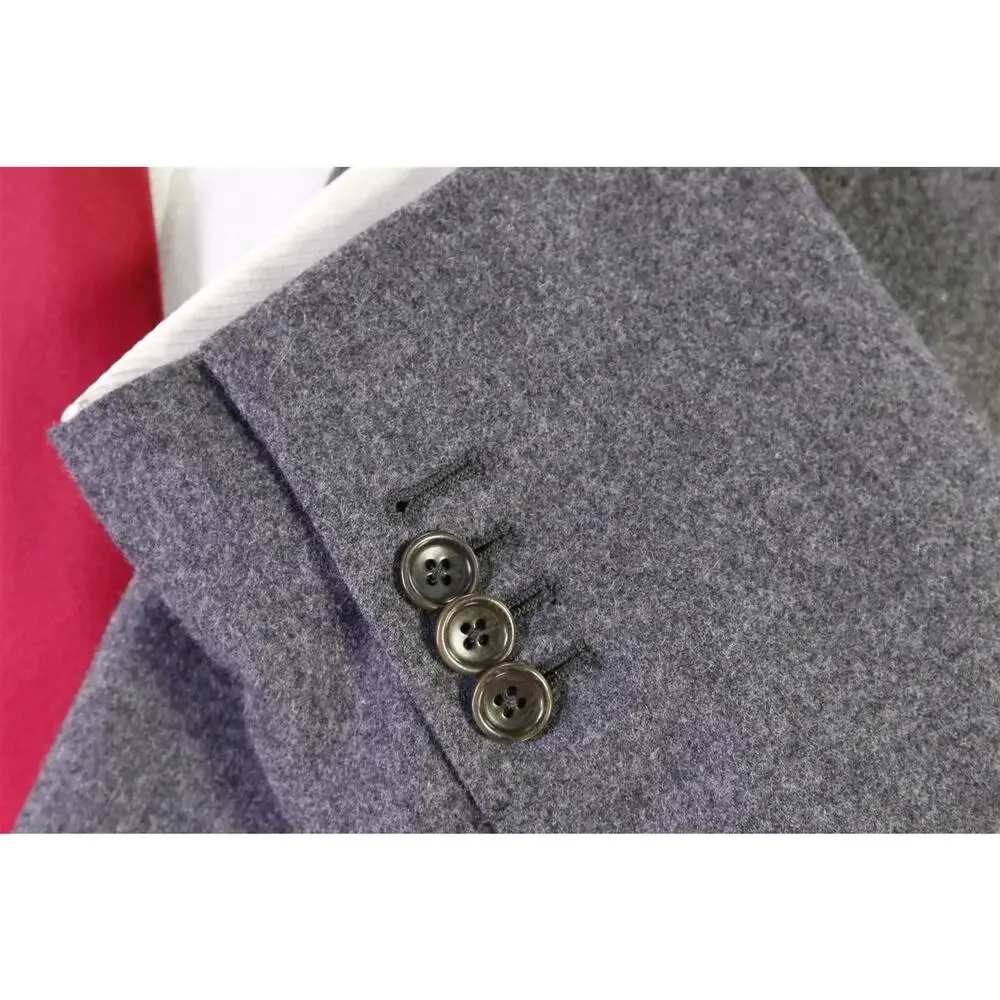 Sid Mashburn Kincaid No. 3 Gray Wool Cashmere Flannel Double Breasted Blazer 46R